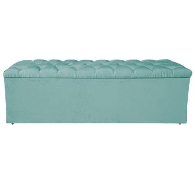 Calçadeira Liverpool 140cm Casal Suede Azul Tiffany