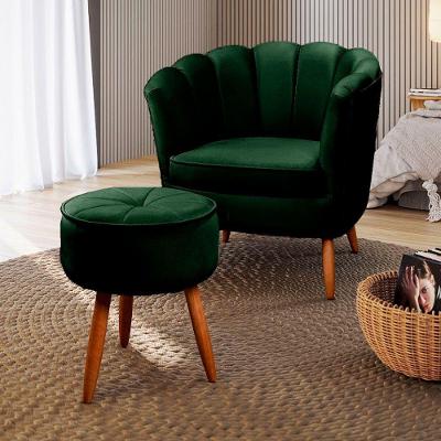 Poltrona Decorativa Com Pés De Madeira Speciale Home Verde