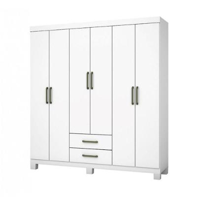 Guarda Roupa Casal A22 6 Portas 2 Gavetas Carioca Móveis Branco