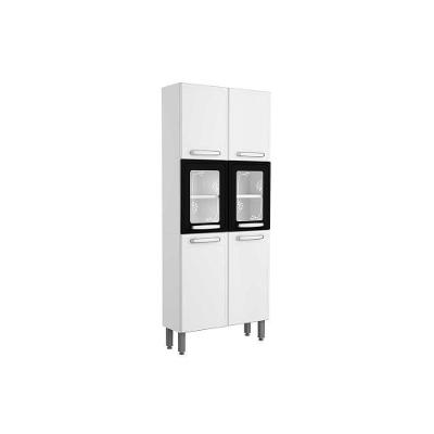 Módulo Cozinha Bertolini Evidence Paneleiro  7039 6 Portas (2 c/ Vidro) Branco/Preto