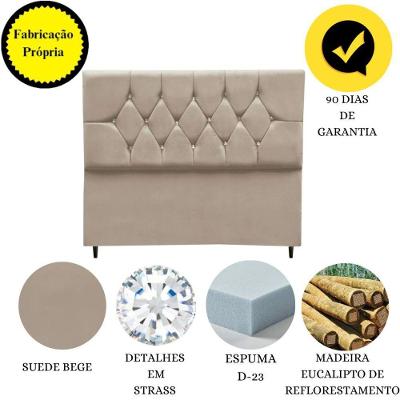 Cabeceira Cama Box Estofada Casal 140 Cm Geovana Suede Bege