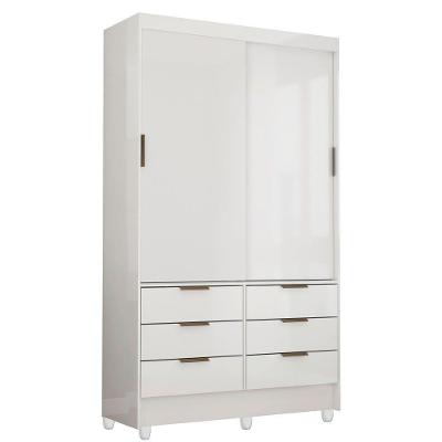 Guarda Roupa Sevilha 2 Portas De Correr 6 Gavetas Com Pés Carioca Móveis Branco