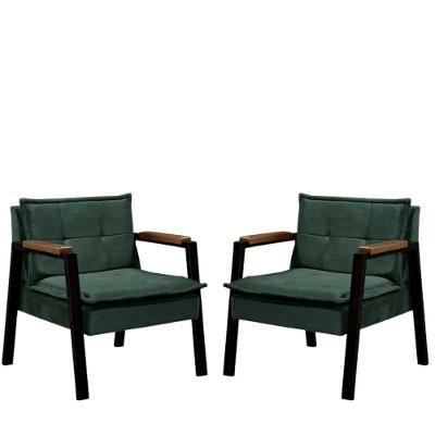 Kit 2 Poltrona Fortaleza Veludo Verde Base Em Metal Preto