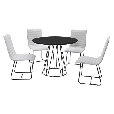 Conjunto Sala De Jantar Rubi Preto Com 4 Cadeiras Estrutura Metal Preto