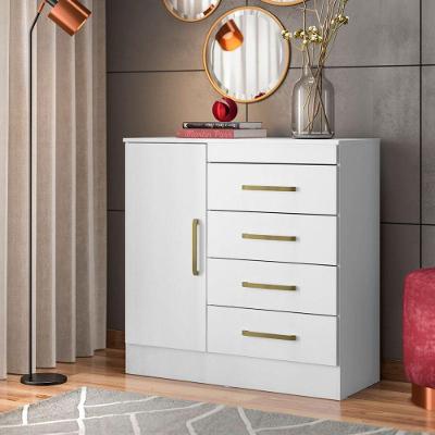 Cômoda 4 Gavetas E 1 Porta 4290K Branco/Rosa/Branco