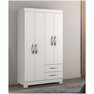 Guarda Roupa Solteiro 4 Portas 2 Gavetas Nt5005 Notável Branco