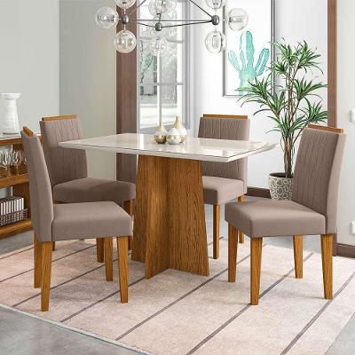 Conjunto Mesa Jantar Ana 1,20 e 4 Cadeiras Off White Vl02