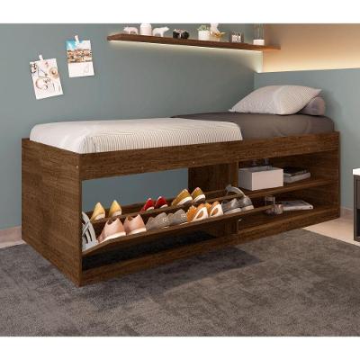 Cama Box Sapateira Moal Malbec Com Colchão