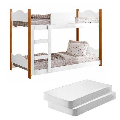 Mini Beliche Infantil Arthur Branco Com Colchões