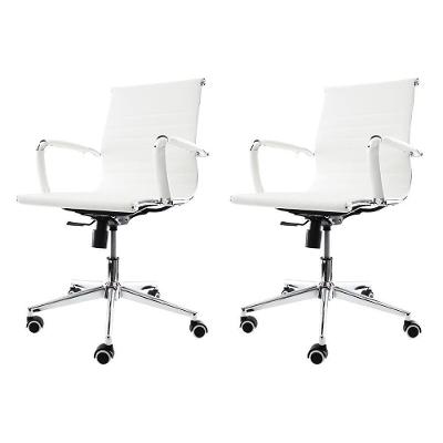 Kit 2 Cadeiras De Escritório Baixa Tela p/120Kg Branco