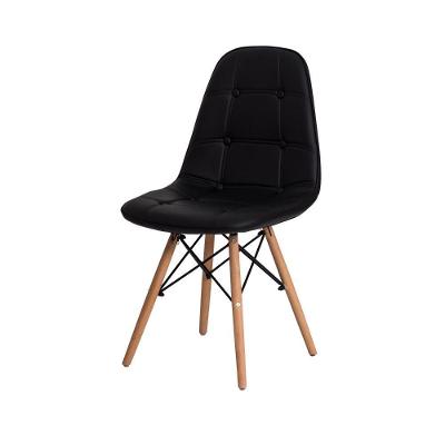 Cadeira Charles Eames Botonê Preta Base Madeira Preto