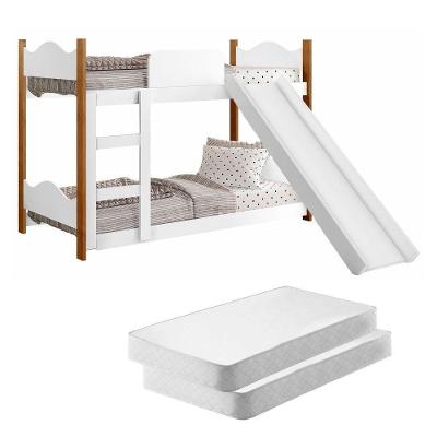 Mini Beliche Infantil Branco Com Escorregador E Colchões