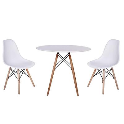 Kit Mesa Jantar Eiffel 80cm Branca com 2 Cadeiras Charles Eames Branca