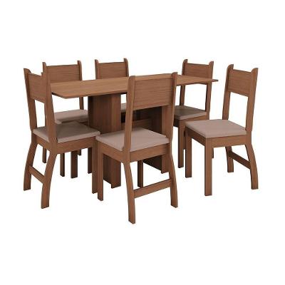 Conjunto Mesa De Jantar 6 Lugares Milano Carvalho Com Savana