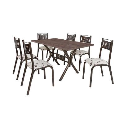 Conjunto De Mesa Com 6 Cadeiras Ciplafe Poeme Bronze/Bege