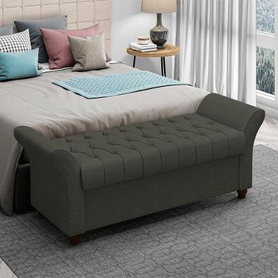 Recamier Calçadeira Bau 140 Cm Pes Mdf Ogeo Linho Sl 74 Peer Sl 74