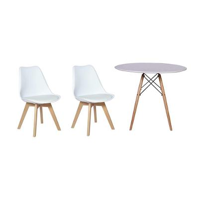 Kit Mesa Jantar Eiffel 100cm Branca + 02 Cadeiras Leda Branca