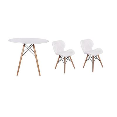 Conjunto Mesa Jantar Eiffel 100cm Branca e 02 Cadeiras Slim