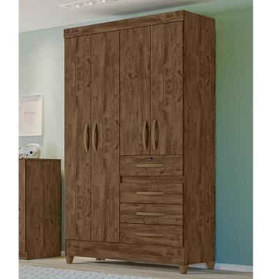Guarda Roupa Solteiro 4 Portas 4 Gavetas Castanho