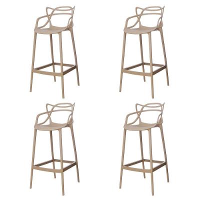 Kit 4 Banquetas Allegra Nude Cozinha Bistrô Bancada