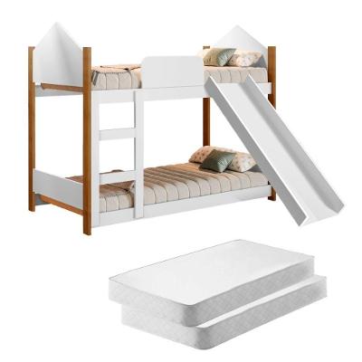 Beliche Infantil Casinha Branco C/ Escorregador E Colchões