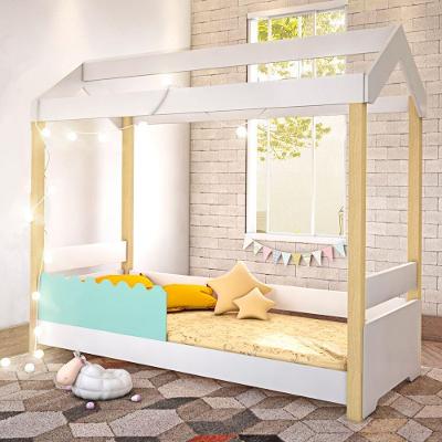 Cama Jéssica Solteiro Branco/menta Com Colchão E Led