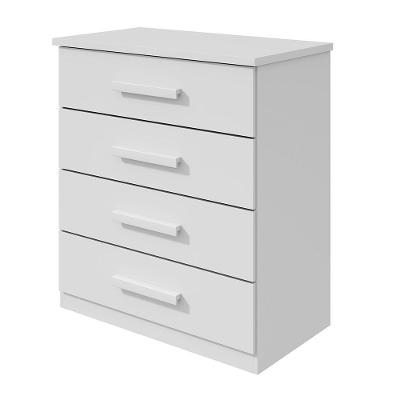 Cômoda De Madeira 4 Gavetas Branco Baião Lopas Branco