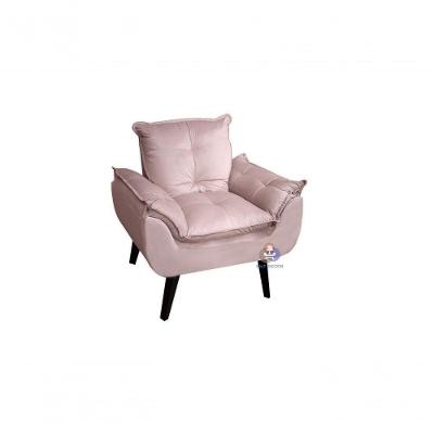 Poltrona Opala Veludo Rosa Nude