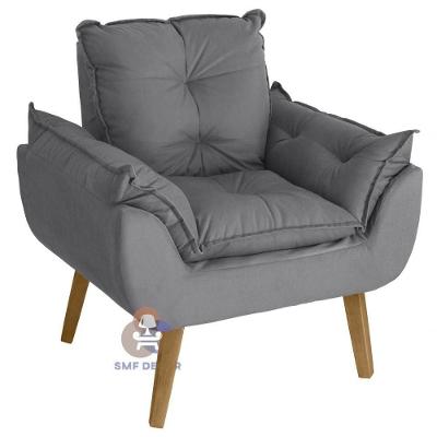 Poltrona Decorativa Opala Cinza Smf Decor D
