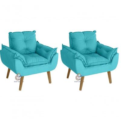 Kit 02 Poltrona Opala Azul Turquesa