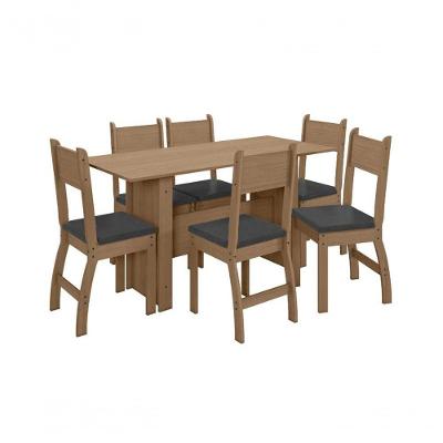 Conjunto Mesa De Jantar Milano 1,55M C/ 6 Cad Carvalho/Preto