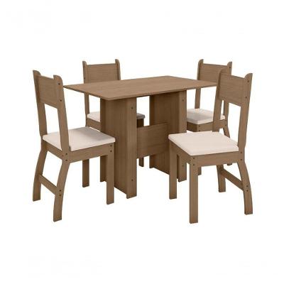 Conjunto Mesa De Jantar Milano 1,08M 4 Cad Carvalho/Savana