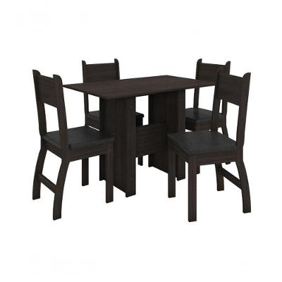 Conjunto Mesa De Jantar Milano 1,08M C/ 4 Cad Amendoa/Preto
