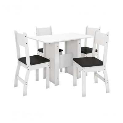 Conjunto Mesa De Jantar Milano 1,08M C/ 4 Cad Branco/Preto