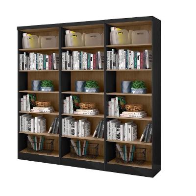 Livreiro Multiuso Preto/Carvalho Kit Com 3 - Fdecor