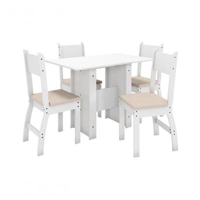 Conjunto Mesa De Jantar Milano 1,08M C/ 4 Cad Branco/Savana