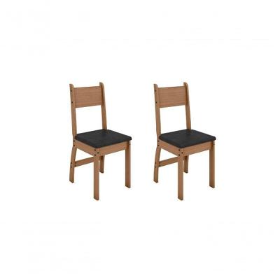 Conjunto 2 Cadeiras Milano Carvalho/Preto - Poliman