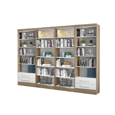Kit Com 4 Livreiros Branco/Carvalho - Fdecor