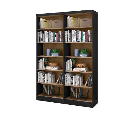 Livreiro Multiuso Preto/Carvalho Kit Com 2 - Fdecor