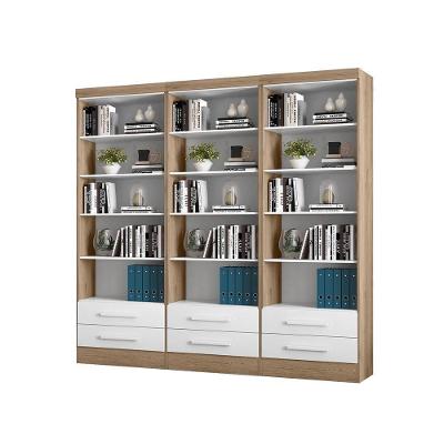 Livreiro Multiruso 2 Gavetas Kit Com 3 Carvalho/Branco - Fdecor