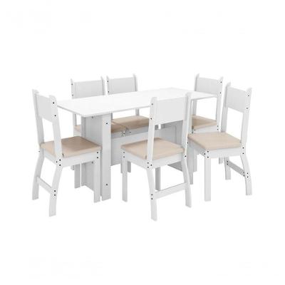 Conjunto Mesa De Jantar Milano 1,55M C/ 6 Cad Branco/Savana