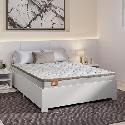 Cama Box Casal Desmontável Com Colchão Molas Ensacadas Real 138x188x58cm Bege / Branco