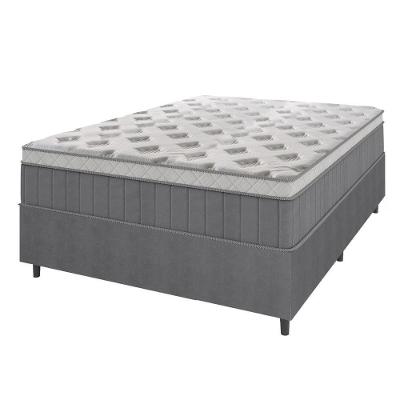 Cama Box Casal Colchão Molas Ensacadas ômega 138x188x70cm Cinza / Branco Hellen