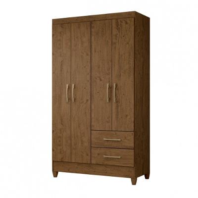 Guarda Roupa Solteiro 4 Portas E 2 Gavetas Chile Castanho