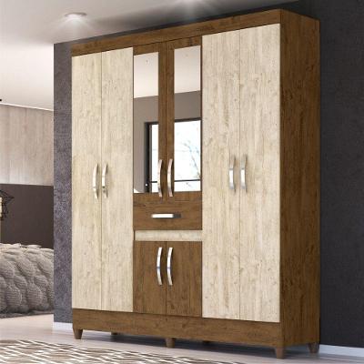 Guarda Roupa Steven Castanho Wood Avelã Wood Com Espelho