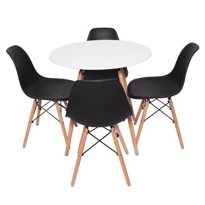 Conjunto Mesa Redonda 70Cm Branca c/4 Cadeiras Eifffel Preta