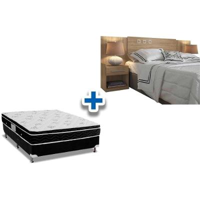 Cama Box Casal CRC + Colchão Molas Physical Ortobom + Cabeceira Plus Atacama