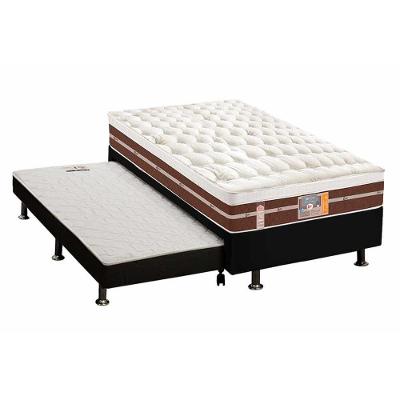 Cama Box c/Auxiliar Solteiro: Colchão Castor Pocket Silver Star Air Híbrido + Base CRC Courano Black(88x188)
