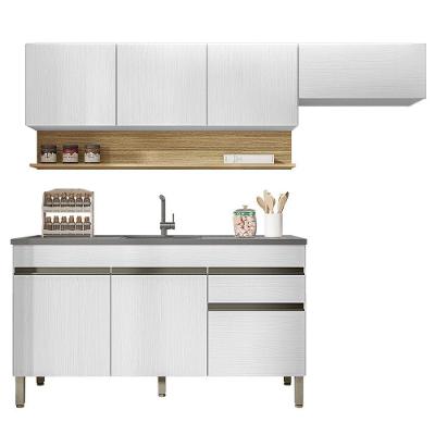Armário De Cozinha 4 Peças Balcão Com Pia 120cm Lina08 K02 Supremo/freijó - Mpozenato