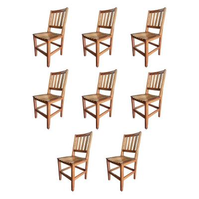Kit Com 8 Cadeiras Madeira Maciça Confort Para Restaurantes Malbec - Cor: Marrom